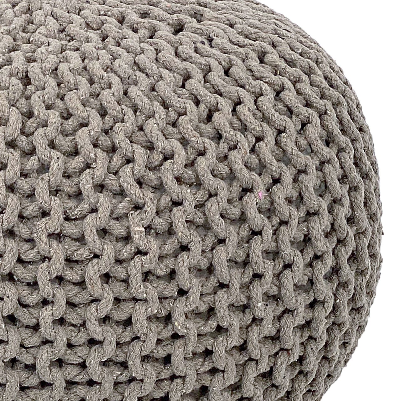 Sitzhocker Pouf SET 2 Stück Ø 55 cm H 37 cm Strickhocker Bodenkissen Grobstrick-Optik nachhaltig Sitzhocker Pouf SET 2 Stück Ø 55 cm H 37 cm Strickhocker Bodenkissen Grobstrick-Optik nachhaltig