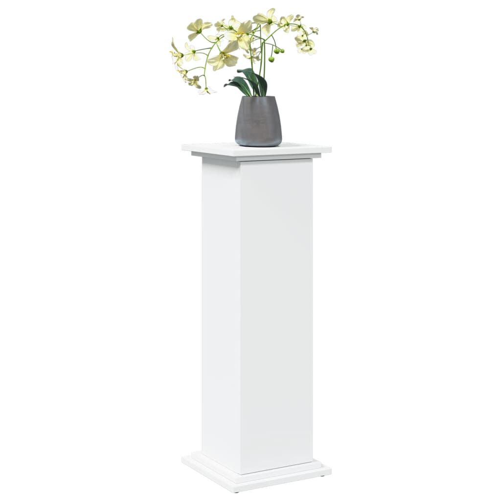 Weißer Blumenständer 31 x 30 x 90 cm mit Stauraum aus Holzwerkstoff