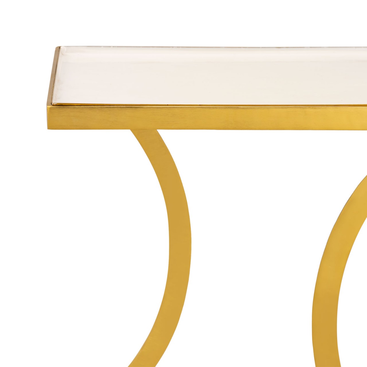 Beistelltisch weiß Dekotisch eckig 40 H 45 cm Lampentisch Sofatisch Eden Tisch Metall gold