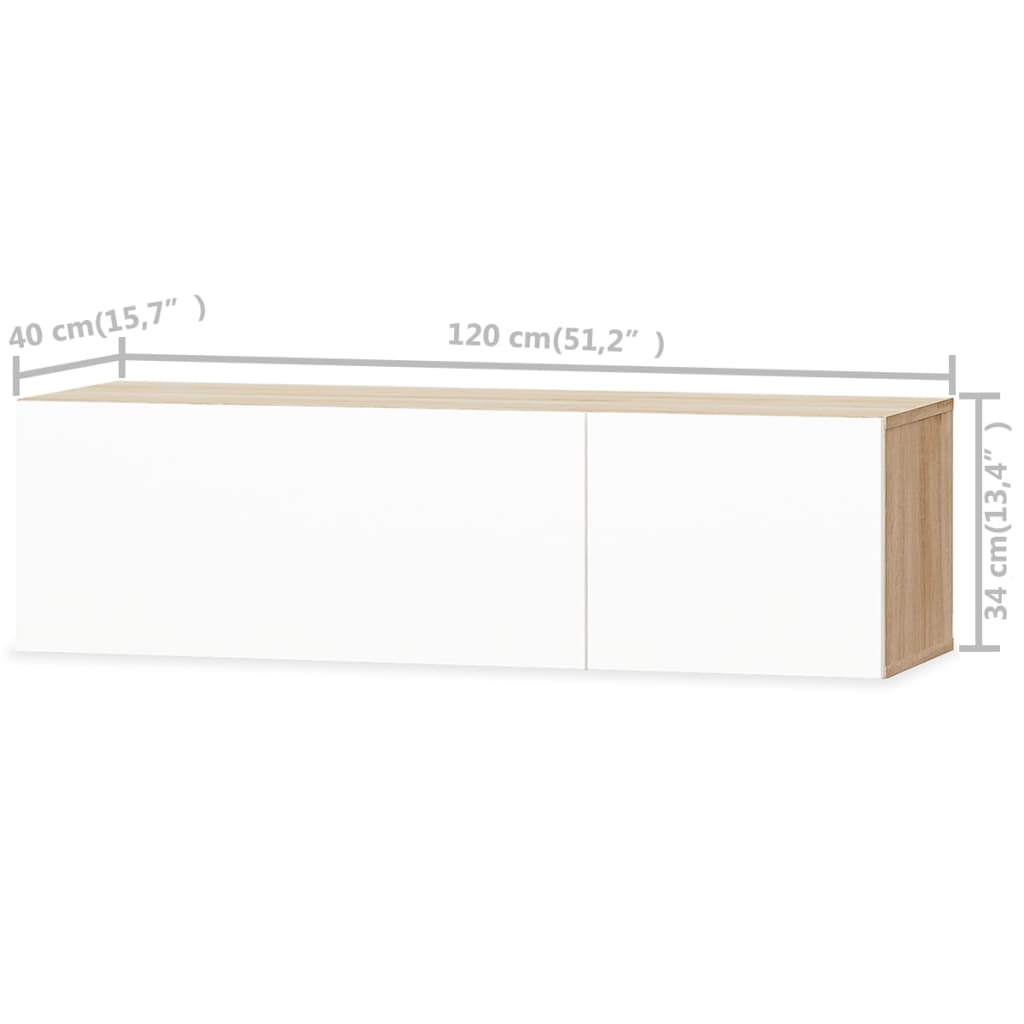 TV Schrank Lowboard Fernsehschrank aus Holzwerkstoff 120x40x34cm Hochglanz Weiß
