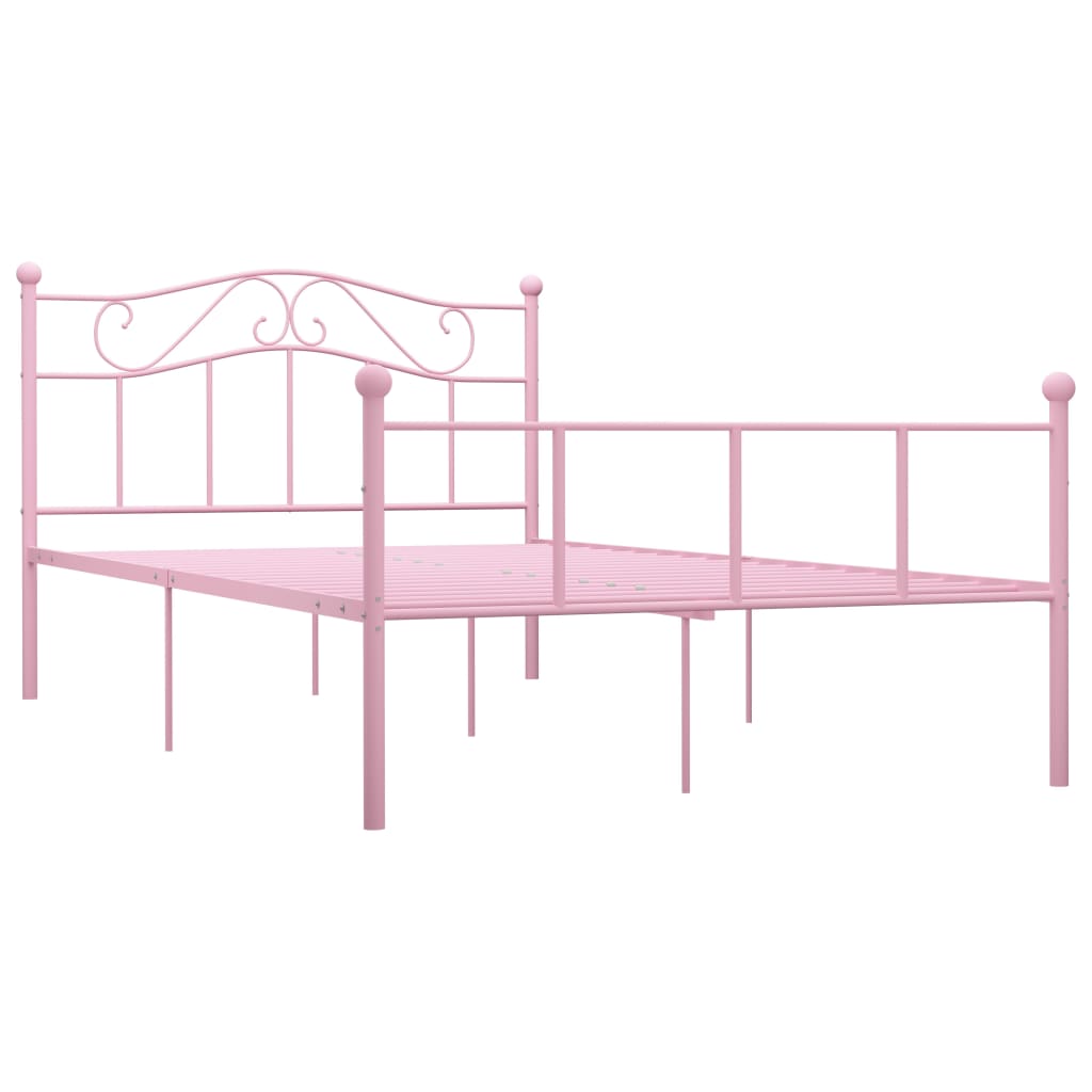 Bettgestell rosa Metall 140x200 cm für modernes Schlafzimmer stilvoll elegant