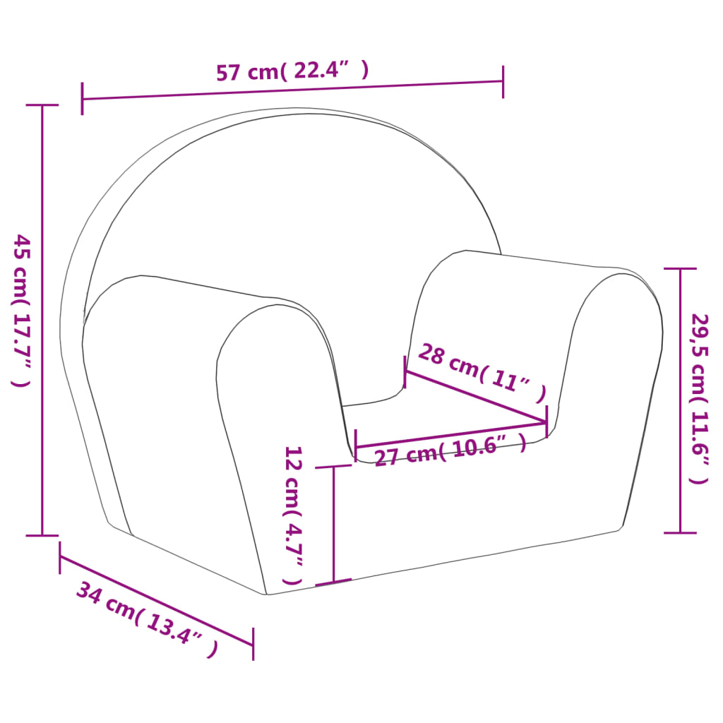 Kindersofa Rosa Weich Plüsch gemütlich und kuschelig Kinderzimmer Spielzimmer