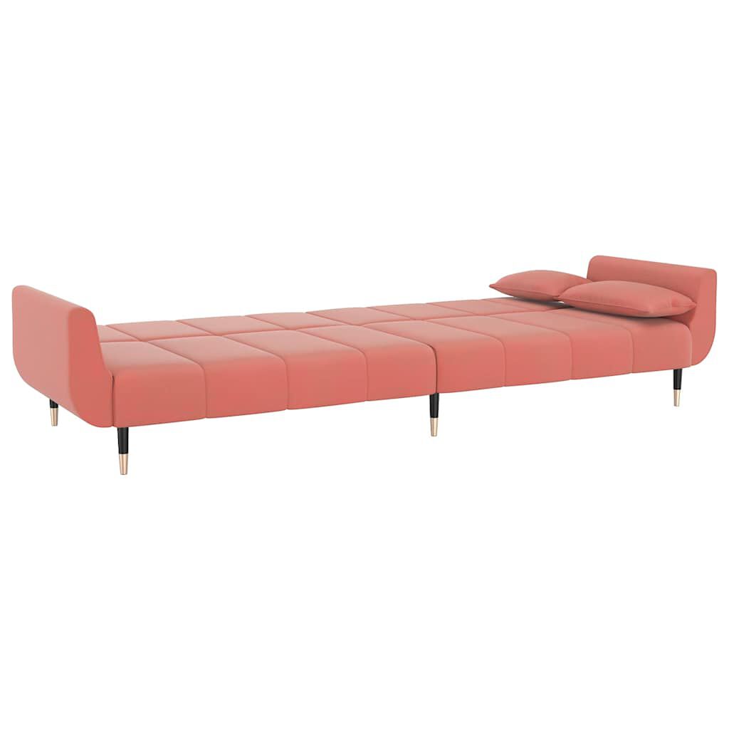 Schlafsofa 2 Sitzer mit 2 Kissen Rosa Samt