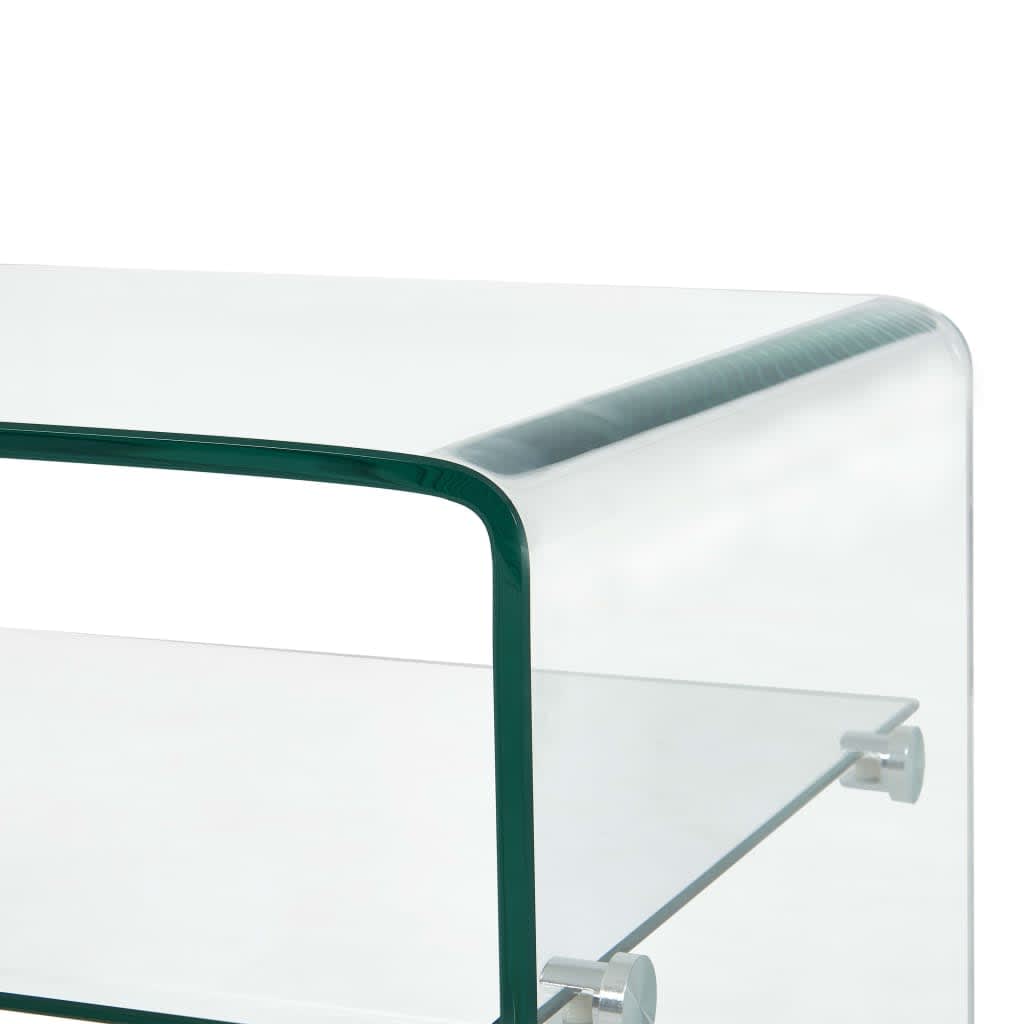 Klarer Couchtisch 98 x 45 x 31 cm aus gehärtetem Glas