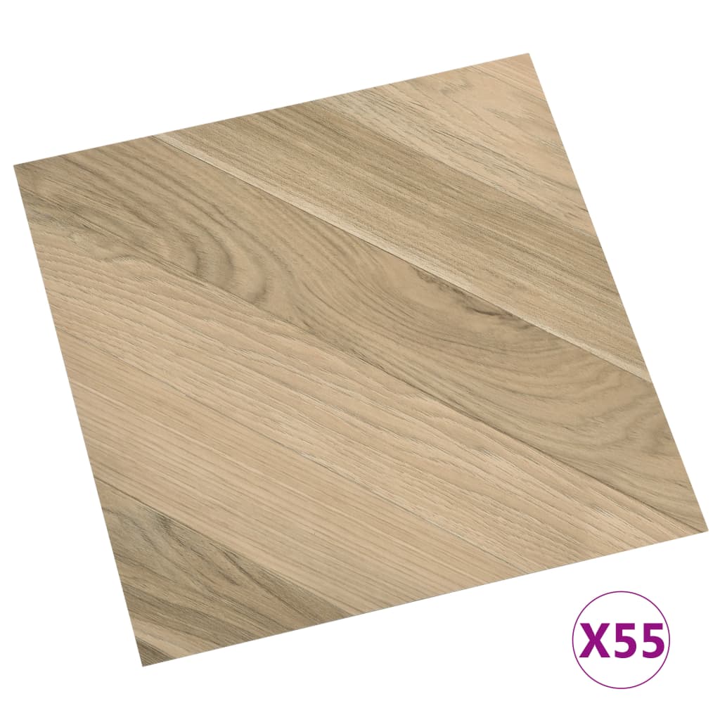 PVC-Fliesen Selbstklebend 55 Stk. 5,11 m² Braun Gestreift  Pflegeleicht modern