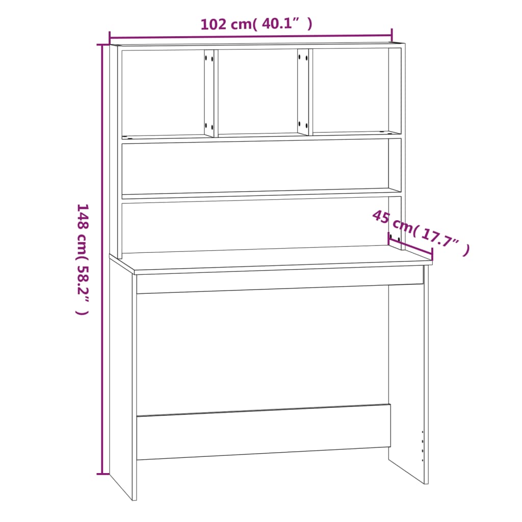 vidaXL Schreibtisch mit Regalen Weiß 102 x 45 x 148 cm Holzwerkstoff