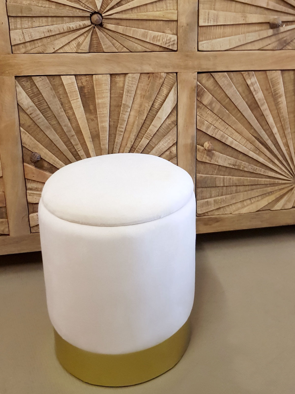 Samthocker Deko Hocker Samt Pouf Dekopouf Velour Hocker mit Stauraum u. Deckel Ø 31 H 38 cm