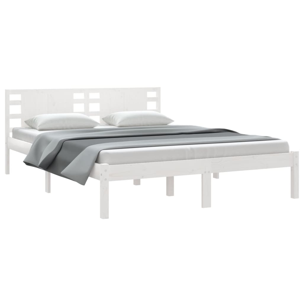 Bettgestell Einzelbett Weiß Massivholz 90x190cm ohne Kopfteil Jugendbett