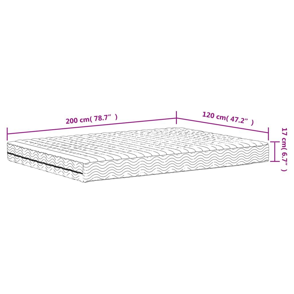Komfortmatratze Weiß 120x200 cm aus Schaumstoff H2 H3 ergonomisches Liegen