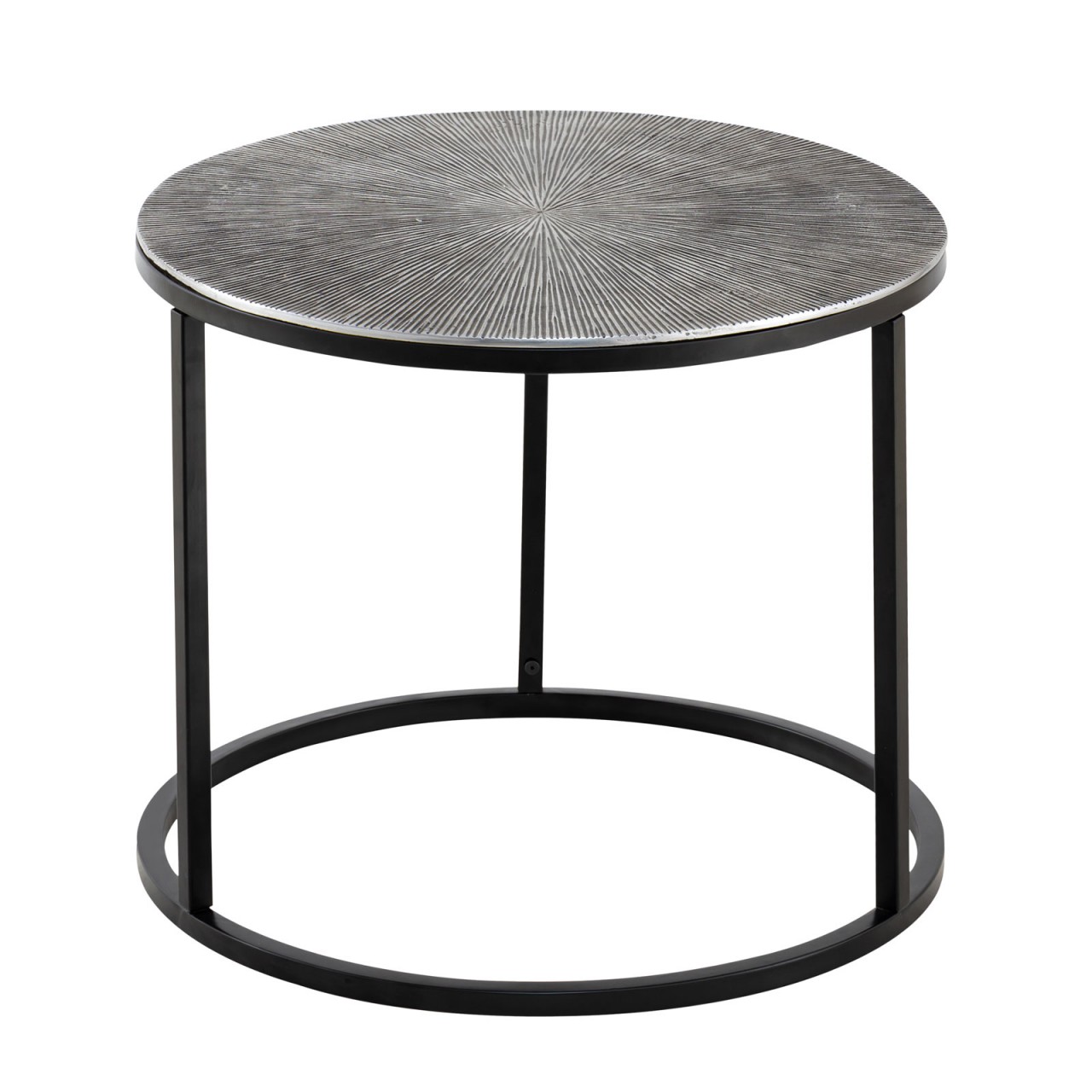 Couchtisch Set 2-teilig ø 55 u. 45 cm Beistelltisch silber Metall Tische rund Carlton Wohnzimmer