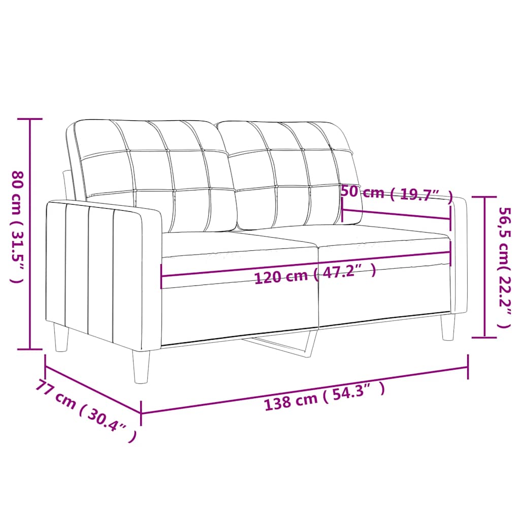 2-Sitzer-Sofa Braun 120 cm Stoff