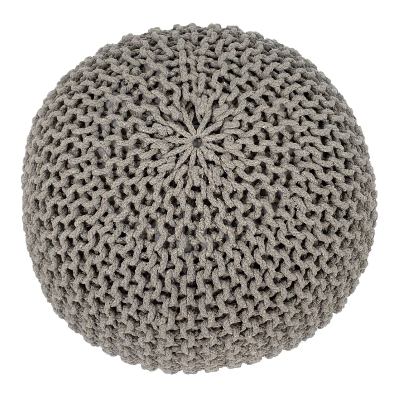 Sitzhocker Pouf SET 2 Stück Ø 55 cm H 37 cm Strickhocker Bodenkissen Grobstrick-Optik nachhaltig Sitzhocker Pouf SET 2 Stück Ø 55 cm H 37 cm Strickhocker Bodenkissen Grobstrick-Optik nachhaltig