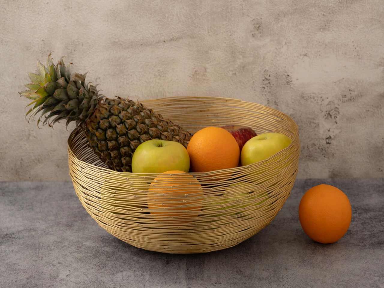 Obstkorb ø 30 cm H 13 cm Brotkorb Obstschale Metall rund silber o. gold dollce Metall Drahtstruktur
