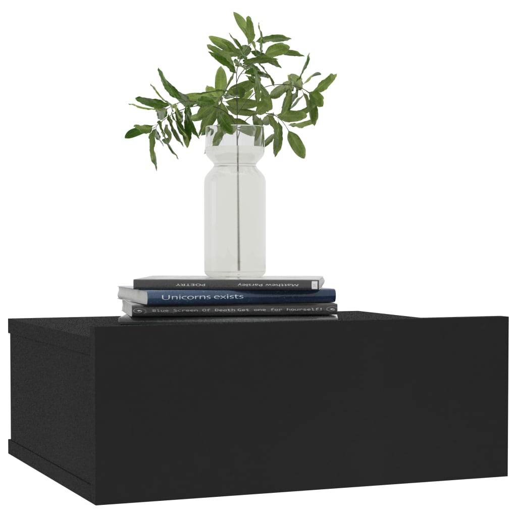 Nachttisch Wandregal Hängeregal Schwarz 40 x 30 x 15 cm Schwebend 