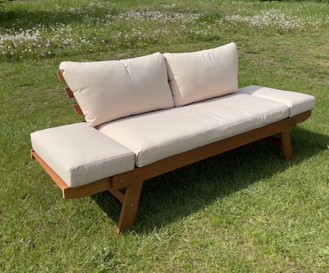 Gartenbank Loungeliege Luis Beige Braun Polster extra 12 cm