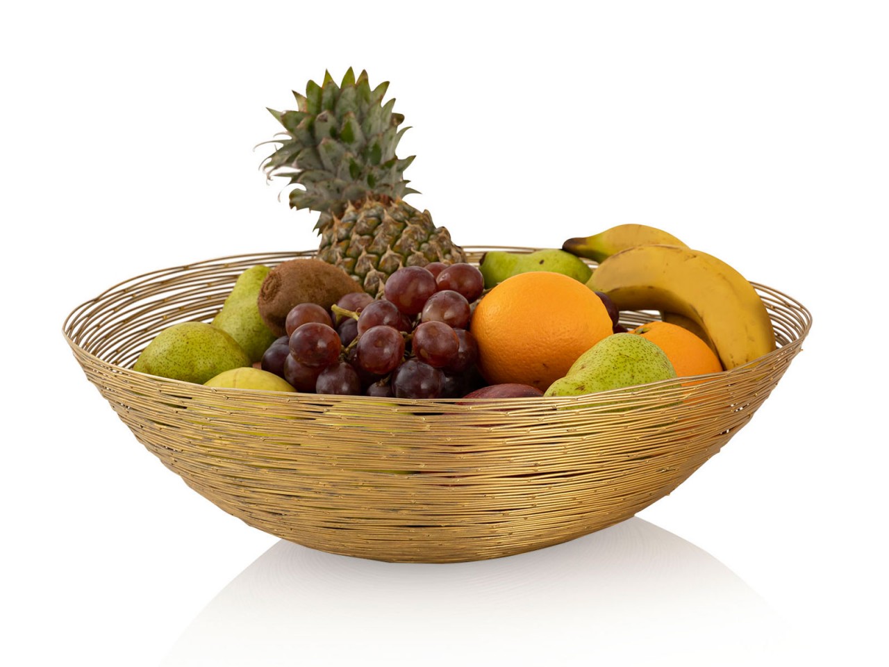 Obstkorb 4-teilig Metall ø 40 cm H 11 cm Brotkorb Obstschale rund silber o gold Vita Drahtstruktur