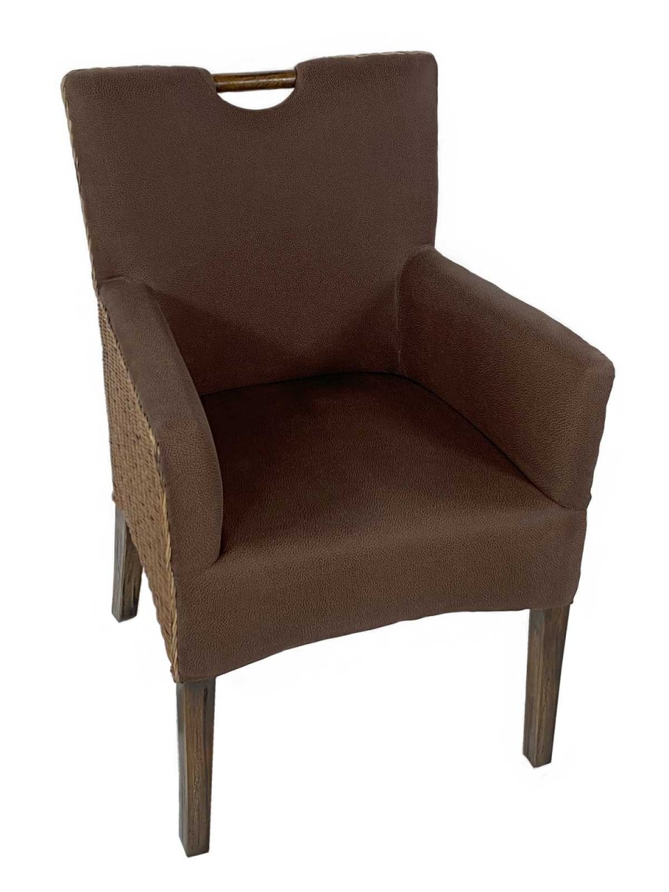 Esszimmer Stühle Set 6 Stück Rattan Armlehner Sessel Bilbao Polsterstuhl Polstersessel prairie brown