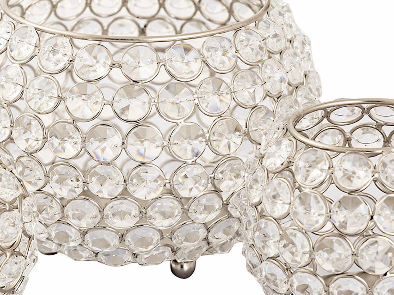 Teelichthalter Kerzenhalter Set 3-teilig Crystal Kerzenständer gold o. silber Vintage Kristall Teelichthalter Kerzenhalter Set 3-teilig Crystal Kerzenständer gold o. silber Vintage Kristall