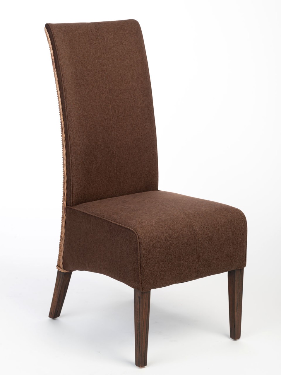 Rattanstühle Set 6 Stück Esszimmer Stühle Polsterstühle Antonio braun Polster Wildleder-Optik