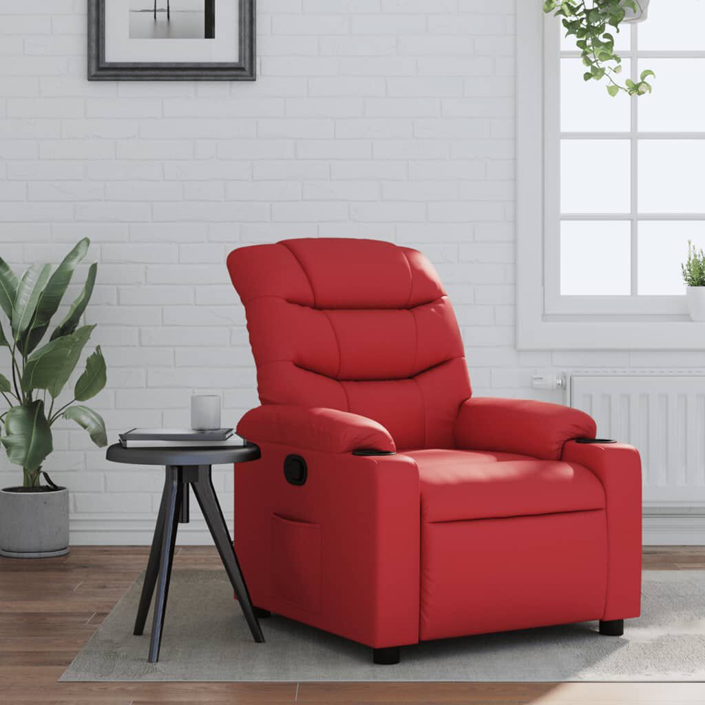 Relaxsessel aus Kunstleder in Rot stilvoll bequem ideal für Wohnzimmer
