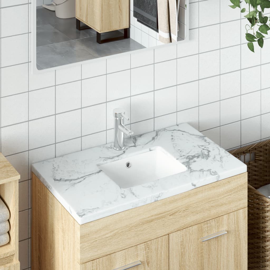 Waschbecken weiß 39x30x18,5 cm rechteckig Keramik modern Badezimmer pflegeleicht Waschbecken weiß 39x30x18,5 cm rechteckig Keramik modern Badezimmer pflegeleicht
